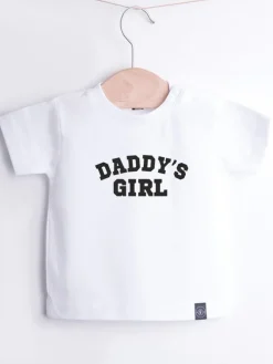 Biała koszulka dziecięca z nadrukiem daddy’s girl/boy