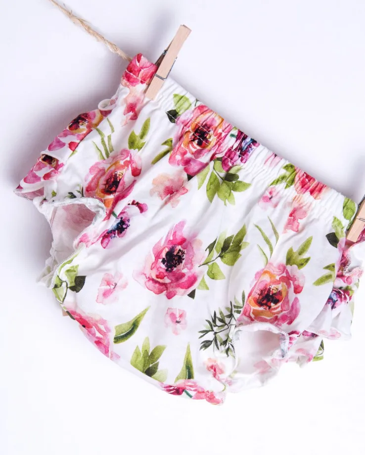 Bloomersy z falbankami na tyle polne kwiaty