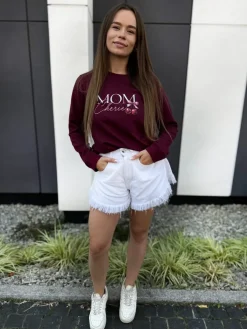 Bluza damska bordowa z nadrukiem Mom Cherie
