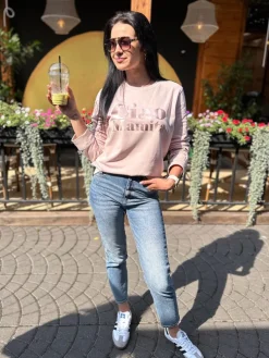 Bluza damska brudny róż z nadrukiem Ciao Mamita