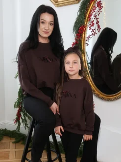 Bluza damska czekoladowa z nadrukiem Mama