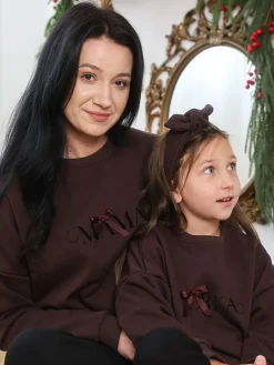 Bluza damska czekoladowa z nadrukiem Mama