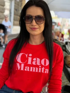 Bluza damska czerwona z nadrukiem Ciao Mamita