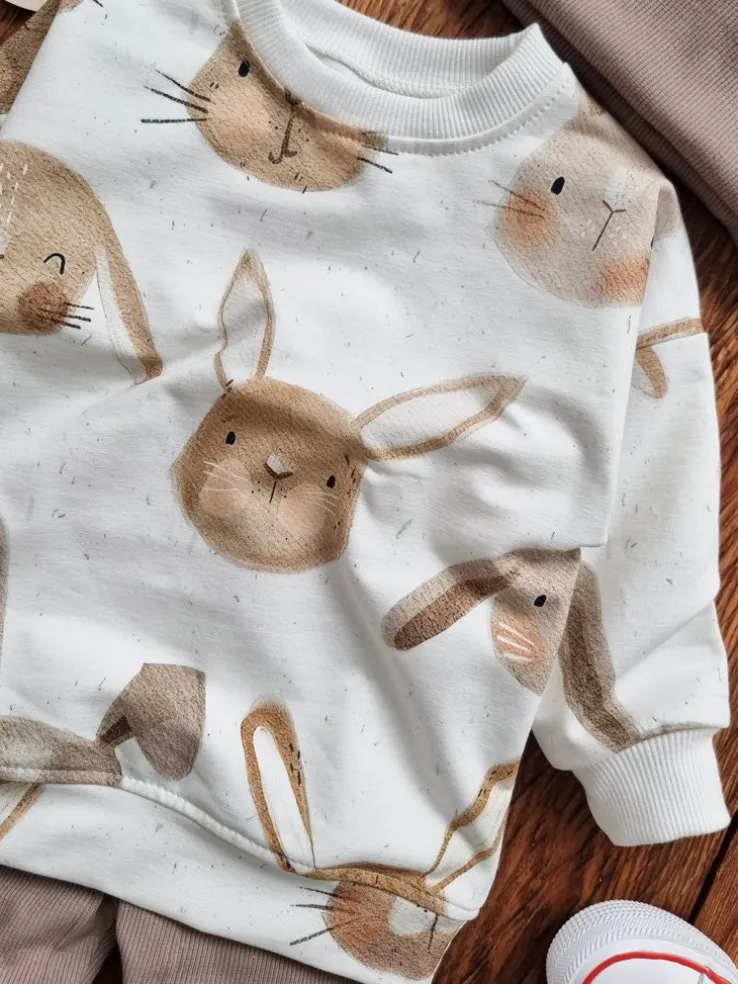 Bluza dziecięca beżowe króliczki