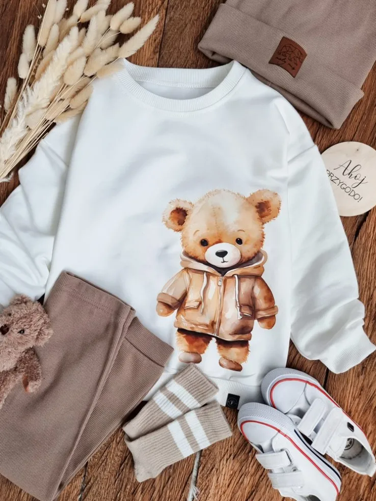 Bluza dziecięca beżowy misio w kurteczce