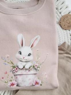 Bluza dziecięca króliczek w kwiatowej doniczce