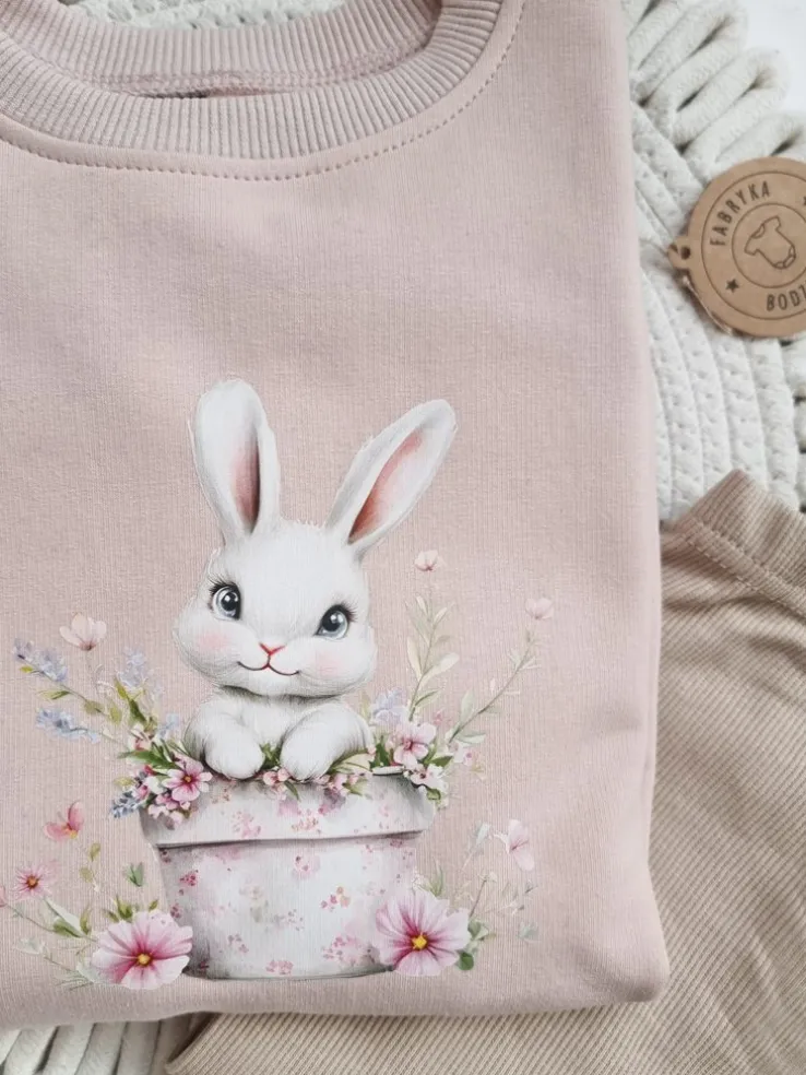 Bluza dziecięca króliczek w kwiatowej doniczce