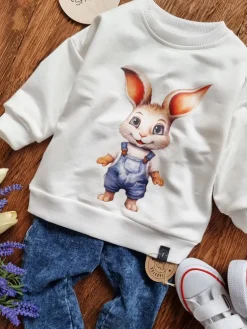 Bluza dziecięca króliczek w ogrodniczkach