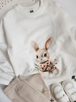 Bluza dziecięca króliczek z bukietem kwiatów