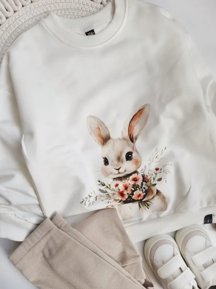 Bluza dziecięca króliczek z bukietem kwiatów