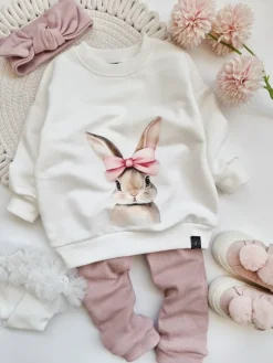 Bluza dziecięca króliczek z różową kokardą