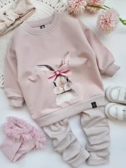 Bluza dziecięca króliczek z różową kokardą