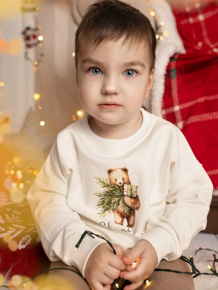 Bluza dziecięca niedźwiadek z gałązką