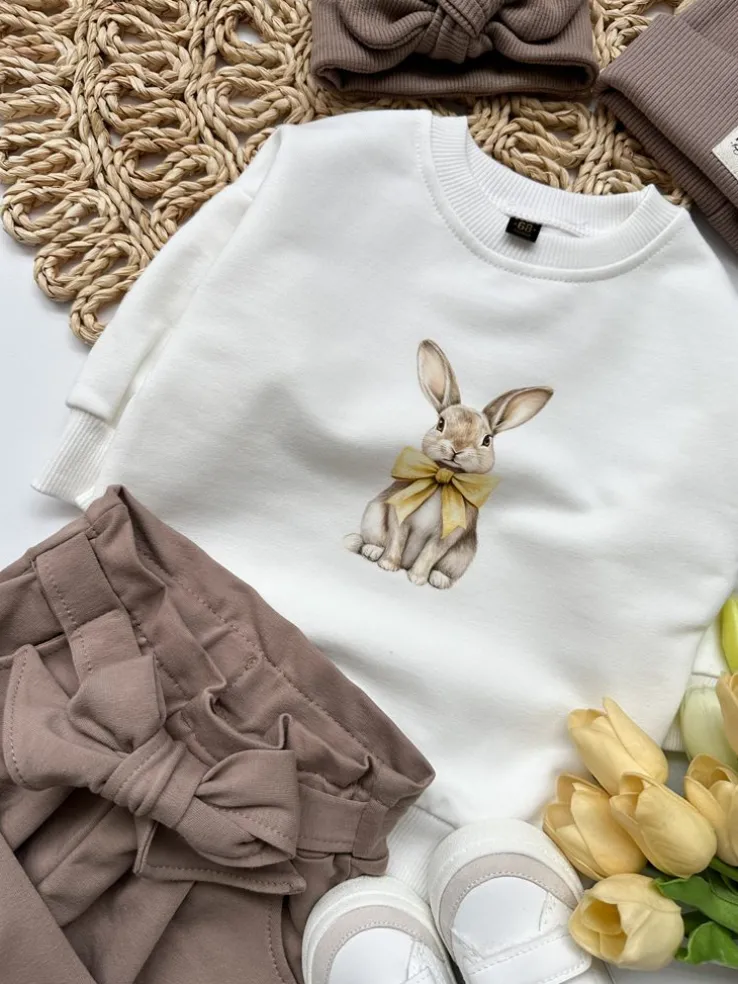 Bluza dziecięca zajączek z żółtą kokardą