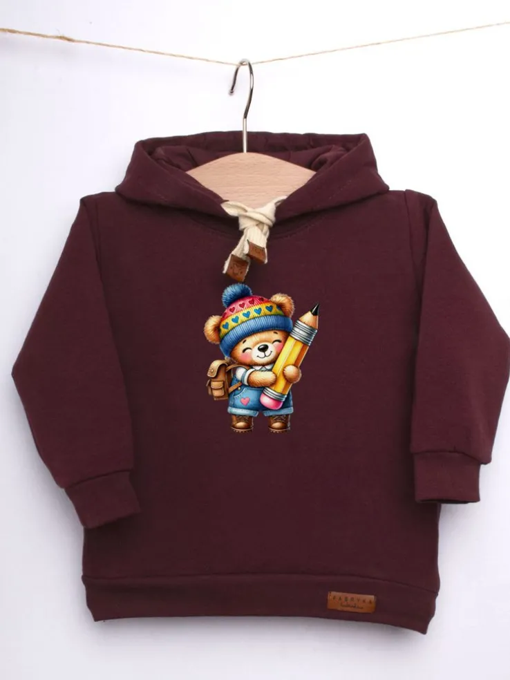 Bluza dziecięca z kapturem misio z kredką