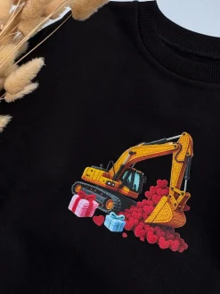 Bluza dziecięca z nadrukiem koparki z serduszkami