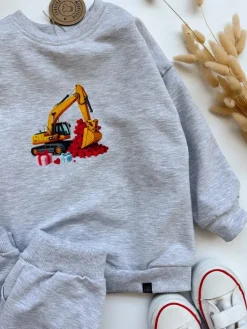 Bluza dziecięca z nadrukiem koparki z serduszkami