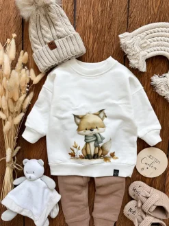 Bluza dziecięca z nadrukiem liska w szaliku