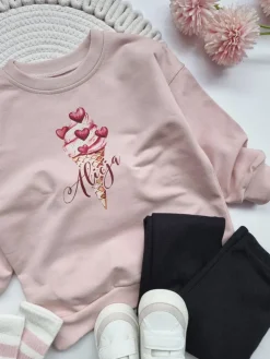 Bluza dziecięca z nadrukiem loda z serduszkami