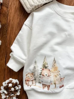 Bluza dziecięca z nadrukiem zwierzątek z choinkami