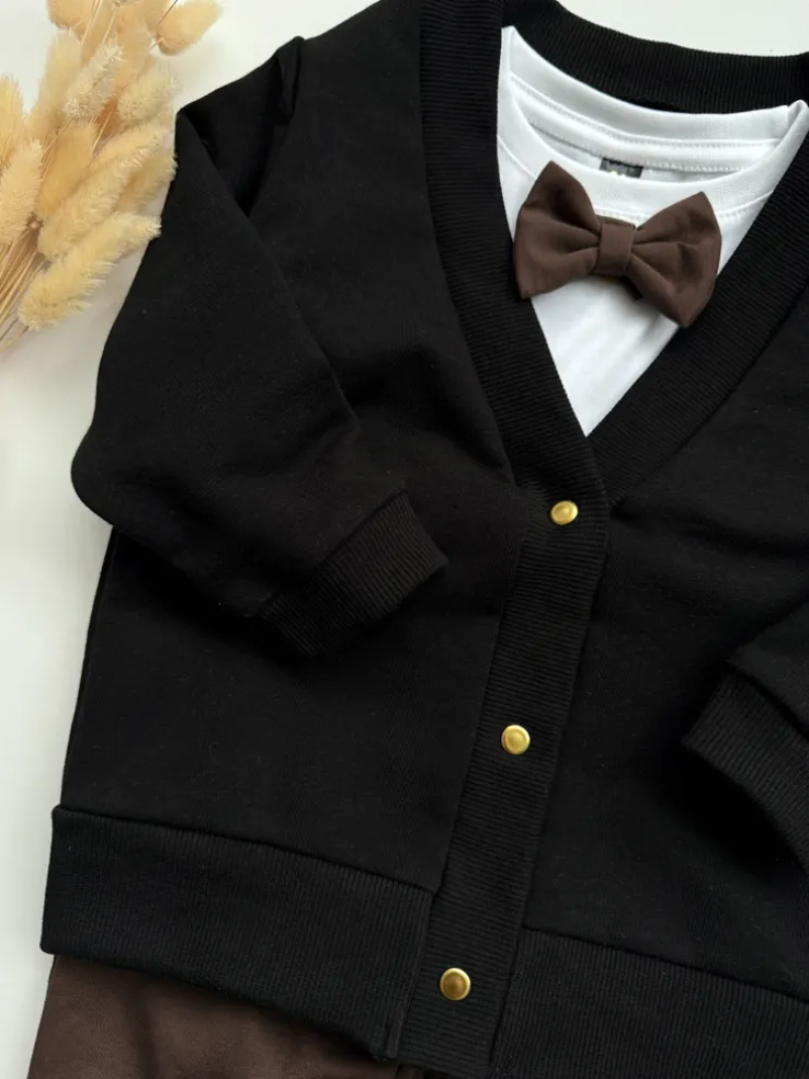 Bluza kardigan dla dziecka rozpinany czarny