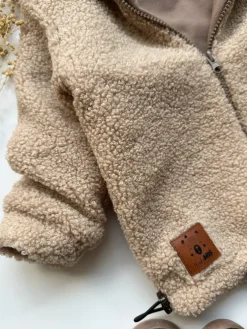 Bluza teddy z uszkami misia beżowa