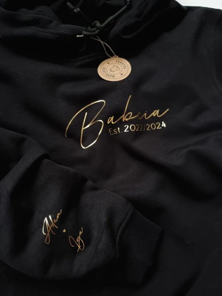 Bluza unisex z kapturem Babcia est. z imionami wnuków