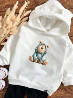 Bluza z kapturem z uszkami misio w niebieskim sweterku