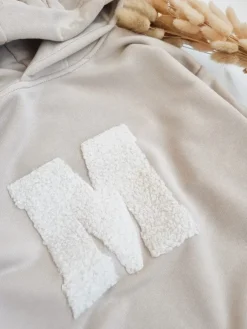 Bluza z kapturem z uszkami zajączka pluszowy inicjał