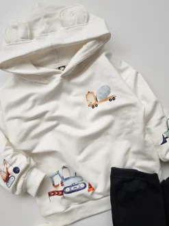 Bluza z kapturem z uszkami z nadrukiem maszyn budowlanych