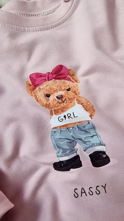Bluza z nadrukiem misia dla dziewczynki
