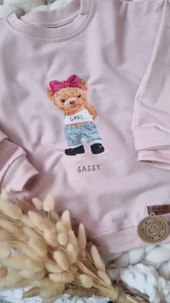 Bluza z nadrukiem misia dla dziewczynki