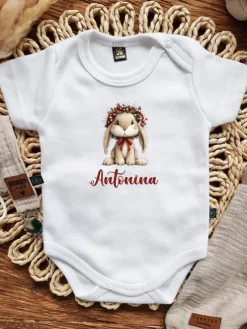 Body dla niemowlaka króliś w wianku z jemioły