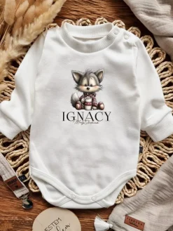 Body dla niemowlaka słodziak wilk z kubkiem