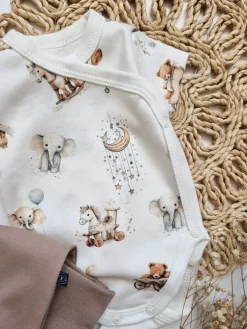 Body kopertowe niemowlęce krótki rękaw retro zwierzątka