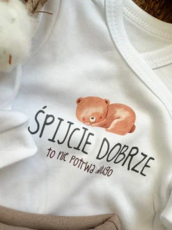 Body kopertowe śpijcie dobrze + beżowe półśpiochy lub spodnie