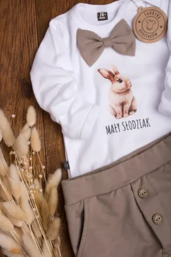 Body/Koszulka z beżową muchą mały słodziak króliczek