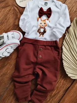 Body/Koszulka z kasztanową muchą króliczek elegancko