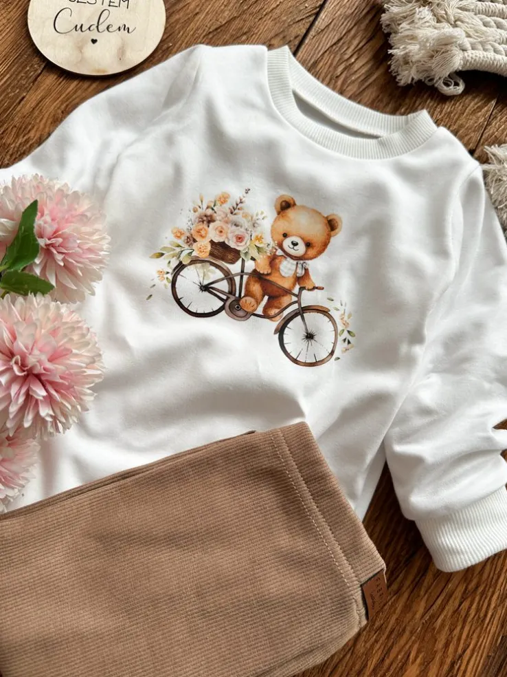 Body niemowlęce misio na rowerze