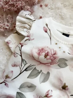 Body z falbankami krótki rękaw pastelowy bukiet