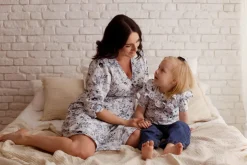 Box prezentowy dla mamy i dziecka niebieskie kwiaty
