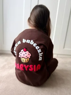 Brązowy komplet dla dziecka słodka babeczka (bluza + spodnie)
