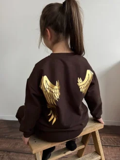 Brązowy komplet dla dziecka złote skrzydła (bluza + spodnie)