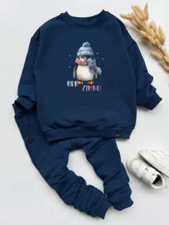 Ciemnoniebieski komplet brr zimno (bluza + spodnie)