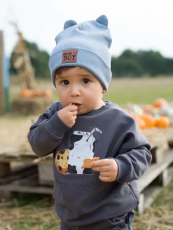Czapka dla dziecka ze skórką mama’s boy + komin