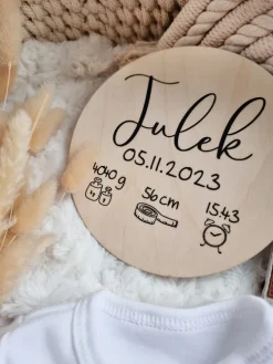 Drewniana tabliczka metryczka