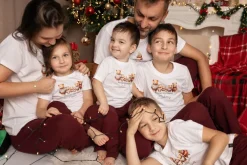 Dziecięce spodnie od piżamy bordowe