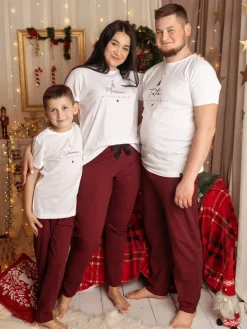 Dziecięce spodnie od piżamy bordowe