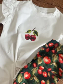 Dziecięcy komplet w wisienki legginsy + koszulka