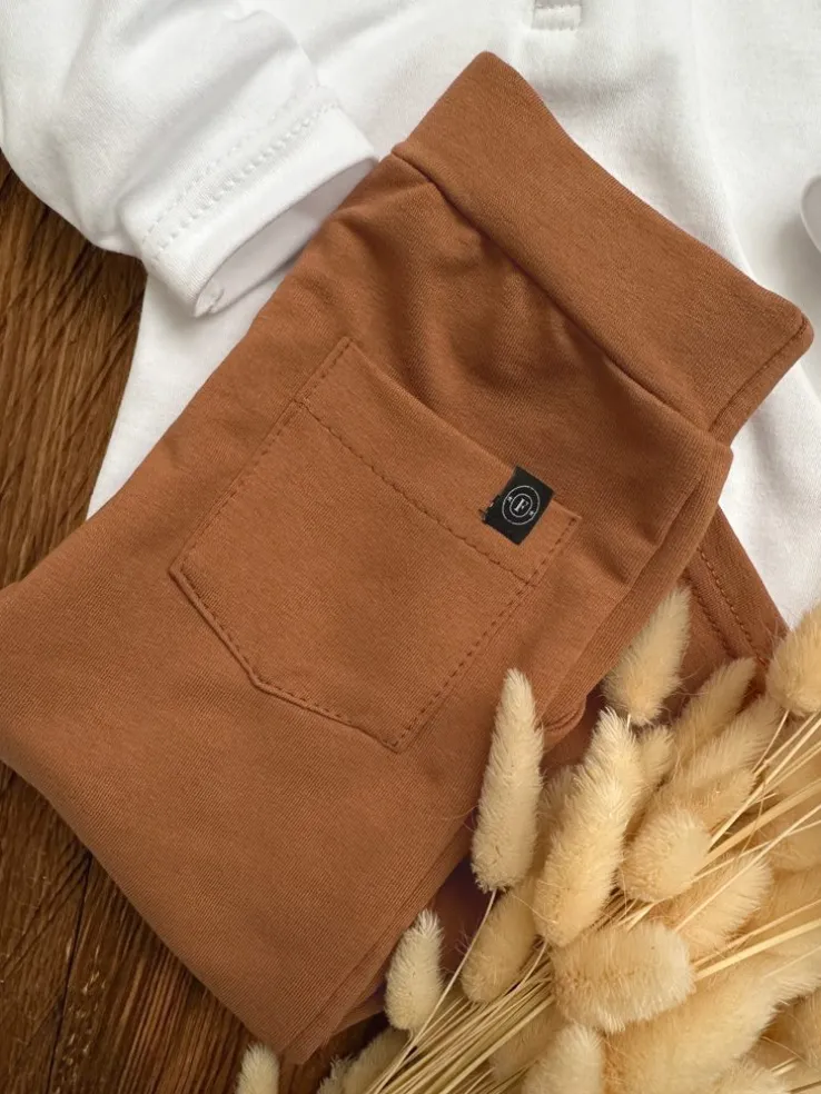 Elegancki komplet dla chłopca body polo + mucha + spodnie